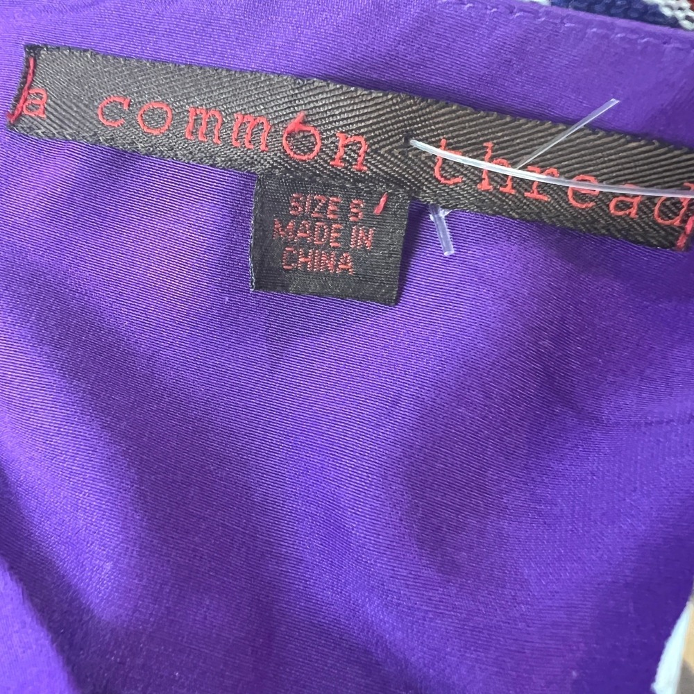 A Common Thread Pleated Mini Skirt S Purple Silk Blend Boho Embroidered Hem - Picture 3 of 9